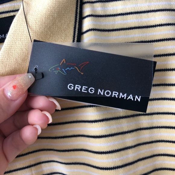 Greg Norman yellow striped polo sz: Med NWT - Picture 5 of 7